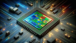 DALL·E 2023 11 15 16.45.22 Enhance the news cover image for a cryptocurrency news site focusing on an AI processing chip specifically designed for generative artificial intelli